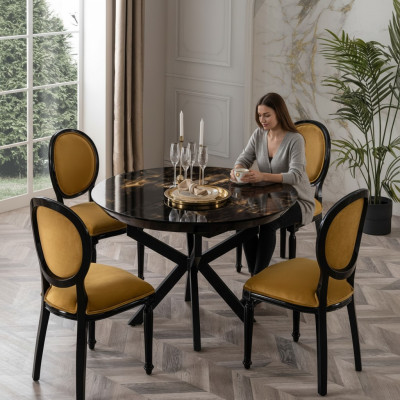Mesa de comedor redonda de diseño en madera