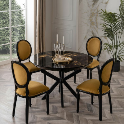 Mesa de comedor redonda de diseño en madera