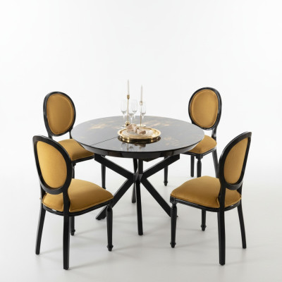 Mesa de comedor redonda de diseño en madera