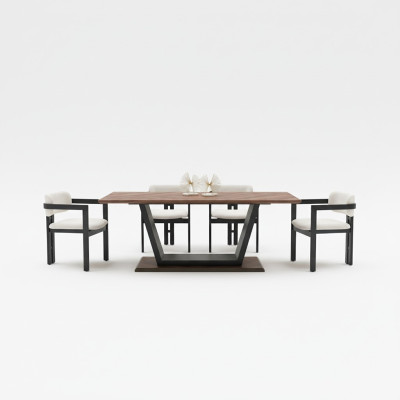Mesa de comedor de lujo muebles de salón madera acero diseño mesas nueva