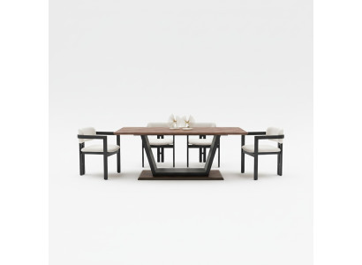 Mesa de comedor de lujo muebles de salón madera acero diseño mesas nueva
