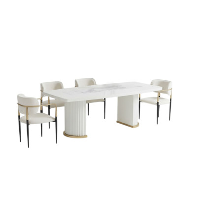 Mesa de comedor de lujo Mesa de comedor moderna de madera blanca