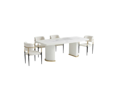 Mesa de comedor de lujo Mesa de comedor moderna de madera blanca