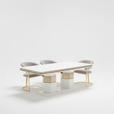 Mesa de comedor de madera Mesas Diseño Oro Lujo Muebles de comedor