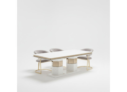 Mesa de comedor de madera Mesas Diseño Oro Lujo Muebles de comedor