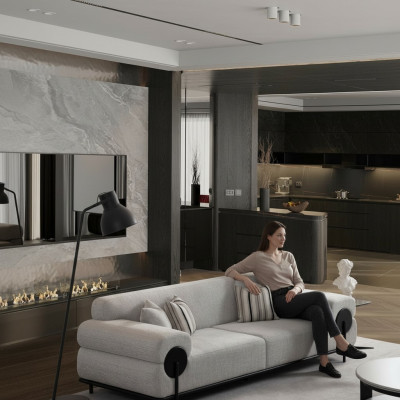 Sofá de 3 plazas en tejido diseño moderno gris