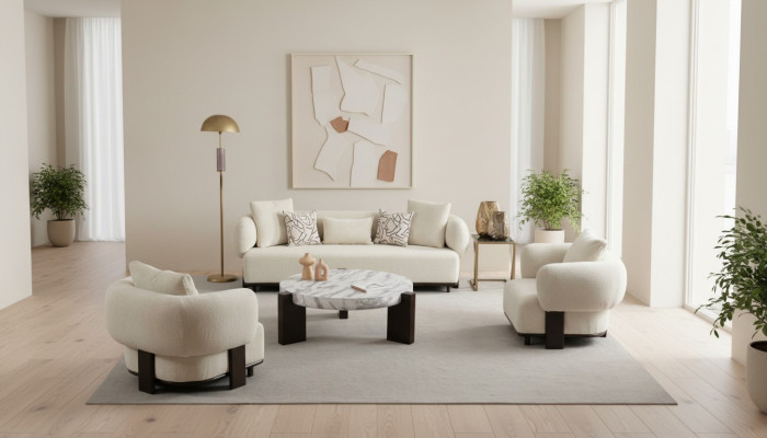 Sofá 2x Set 3 plazas sillón Blanco Diseño Moderno Set Sofá