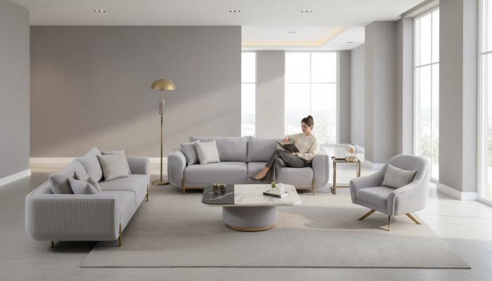 Sofá 3+3+1 plazas Nuevo Diseño Sofás Sillones Tela Relax Moderno