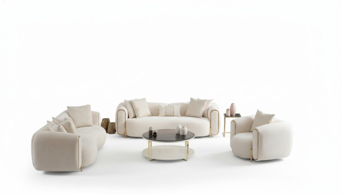 Juego de sofás 3+3+1 plazas Diseño Sofá Sillones Moderno Lujo Nuevo