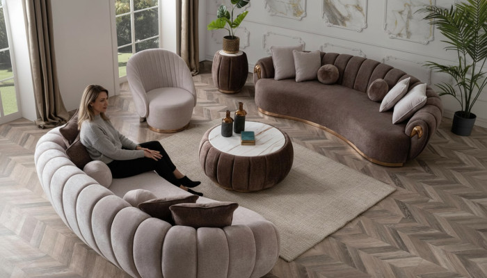 Juego de sofás 3+3+1 plazas completo en tejido moderno para salón
