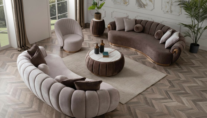 Juego de sofás 3+3+1 plazas completo en tejido moderno para salón