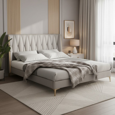 Diseño de cama doble de lujo para jóvenes en color gris