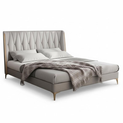 Diseño de cama doble de lujo para jóvenes en color gris