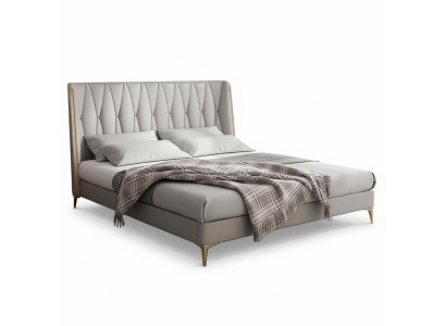 Diseño de cama doble de lujo para jóvenes en color gris