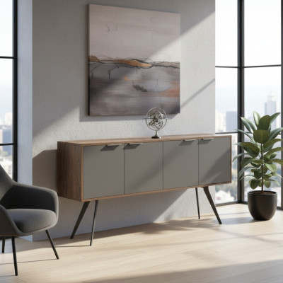Aparador rectangular para oficina y sala de estar de madera gris marrón