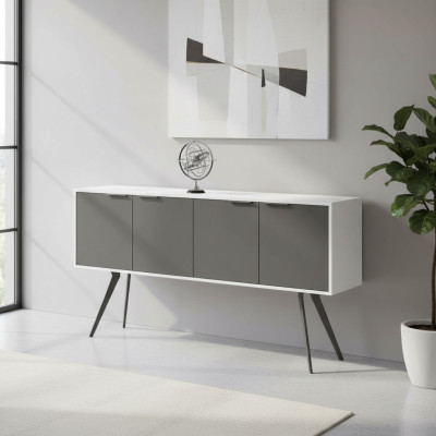Mueble archivador de oficina con cajones blanco gris