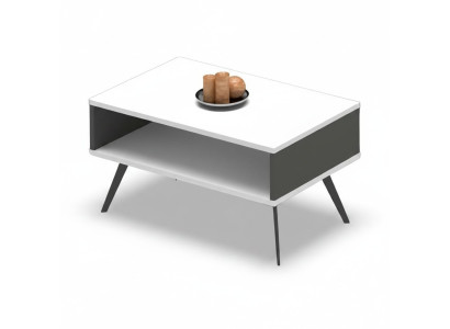 Mesa de café moderna de madera con espacio de almacenamiento blanca