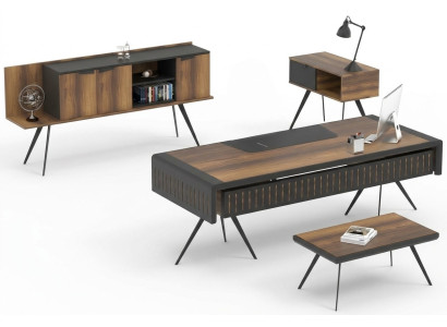 Conjunto de oficina marrón mesa mesa auxiliar mesa de madera
