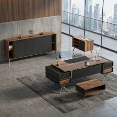 Conjunto de oficina mesa mesa auxiliar aparador cómoda decoración para oficina