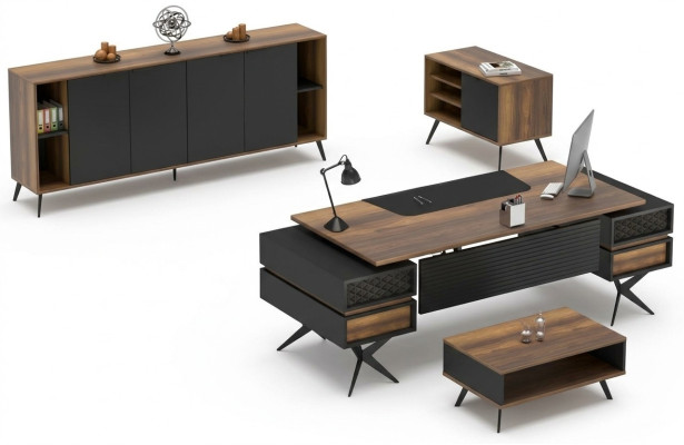 Conjunto de oficina mesa mesa auxiliar aparador cómoda decoración para oficina
