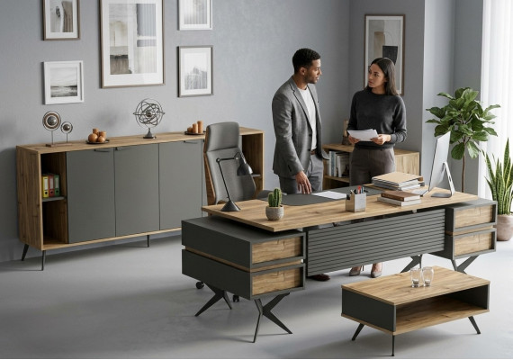 Mesa de café para oficina, mesa, aparador, cómoda beige, mobiliario de oficina