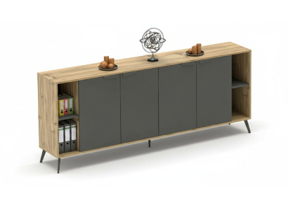 Armario de oficina Comò Estantería Sideboard Estudio Beige Gris