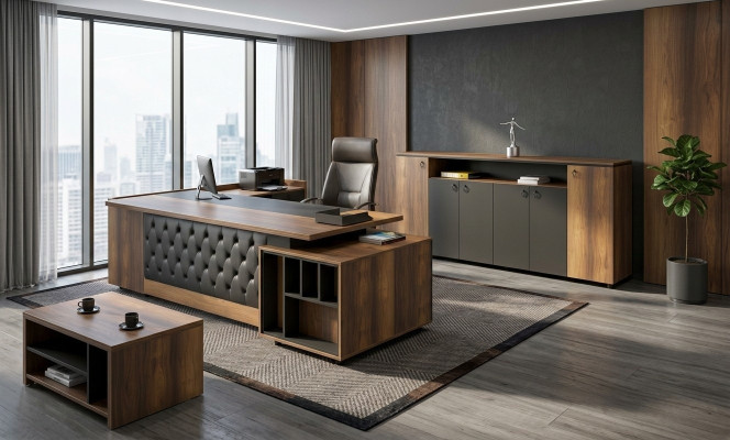 Mesa de trabajo Sideboard para oficina Set de muebles de 3 piezas