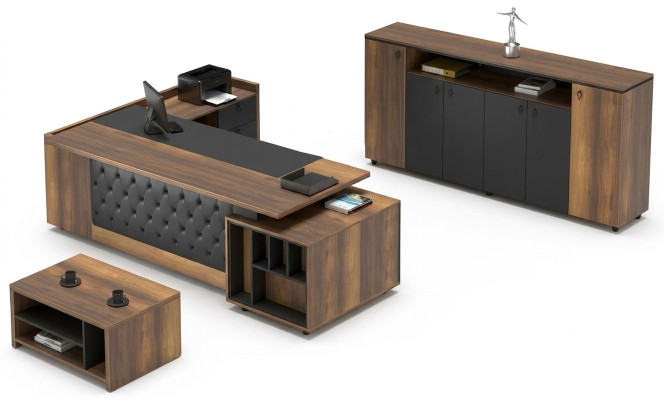 Mesa de trabajo Sideboard para oficina Set de muebles de 3 piezas