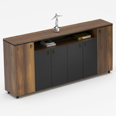 Credenza armario móvil con puertas para estudio marrón negro