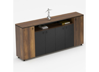 Credenza armario móvil con puertas para estudio marrón negro