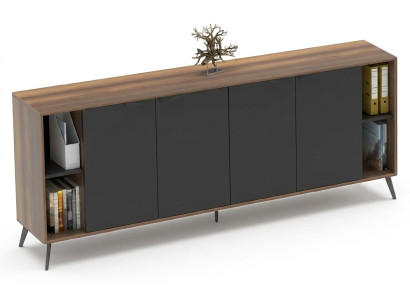 Mueble lateral Mobiletto Armario de oficina Estante para documentos Habitación de trabajo Marrón Negro