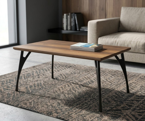 Mesa de café marrón para oficina de madera