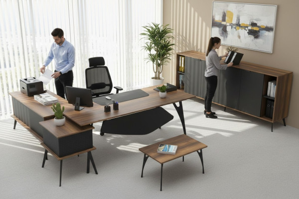 Mobiliario de oficina mesa de café mesa aparador marrón negro