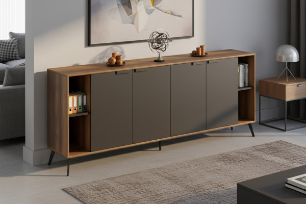 Comò Sideboard mueble para oficina armario marrón negro