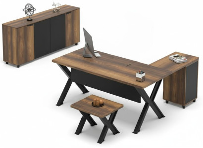 Mobiliario de oficina mesa credenza mesa marrón negro