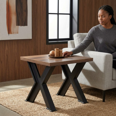 Mesa de café mesa baja mesa lateral patas en X mobiliario de oficina