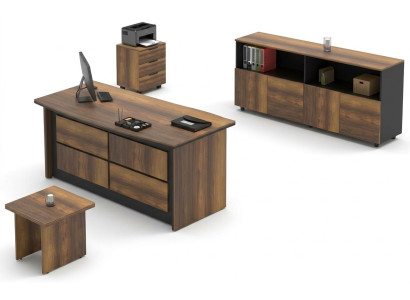 Escritorio de oficina, mueble, aparador, mesa de café de madera marrón