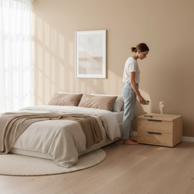 Armario de pared con 2 cajones estante de pared armario suspendido Beige