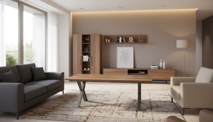 Escritorio de oficina mesa marrón habitación de trabajo rectangular moderno