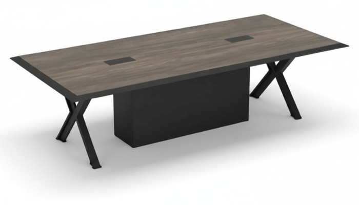 Escritorio rectangular de oficina gris negro madera