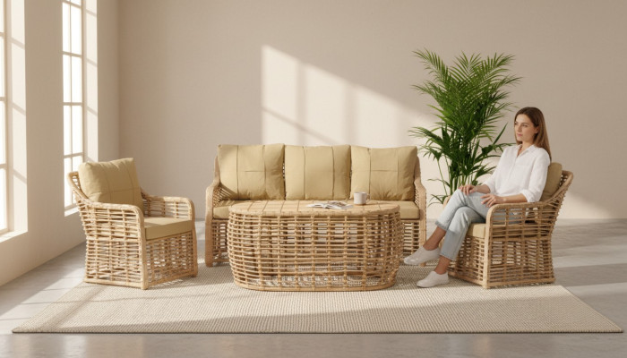 Juego de muebles de jardín sofá mesa sofá sillón veranda grupos de asientos moderno lujo nuevo