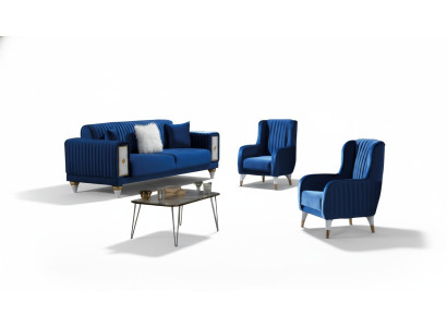 Wohnzimmer Set Dreisatzsofa 3-Sitzer Sofa Polster Möbel 2x Sessel Couch 3tlg