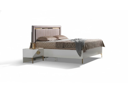Schlafzimmer Set Bett + 2x Nachttische Bettset modernes Beige Möbel Set 3tlg.