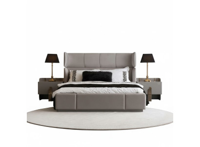 Schlafzimmer Komplett Bett Doppelbett Polsterbett Nachttische Edelstahl