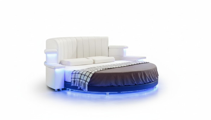 Cama redonda moderna con iluminación LED