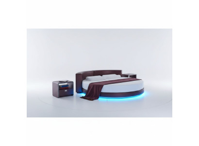 Cama redonda Bordeaux con iluminación LED sofá moderno tapizado