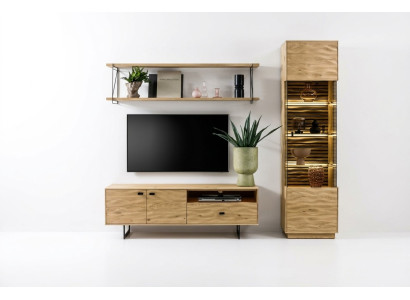 Wohnzimmer Set Modern TV-Lowboard Medienmöbel Braun Wandregal