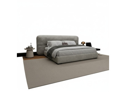 Cama gris lujosa con cabecera acolchada moderna para dormitorio