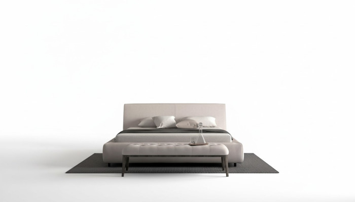 Cama tapizada elegante en beige