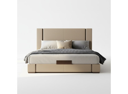 Cama tapizada lujosa moderna en beige